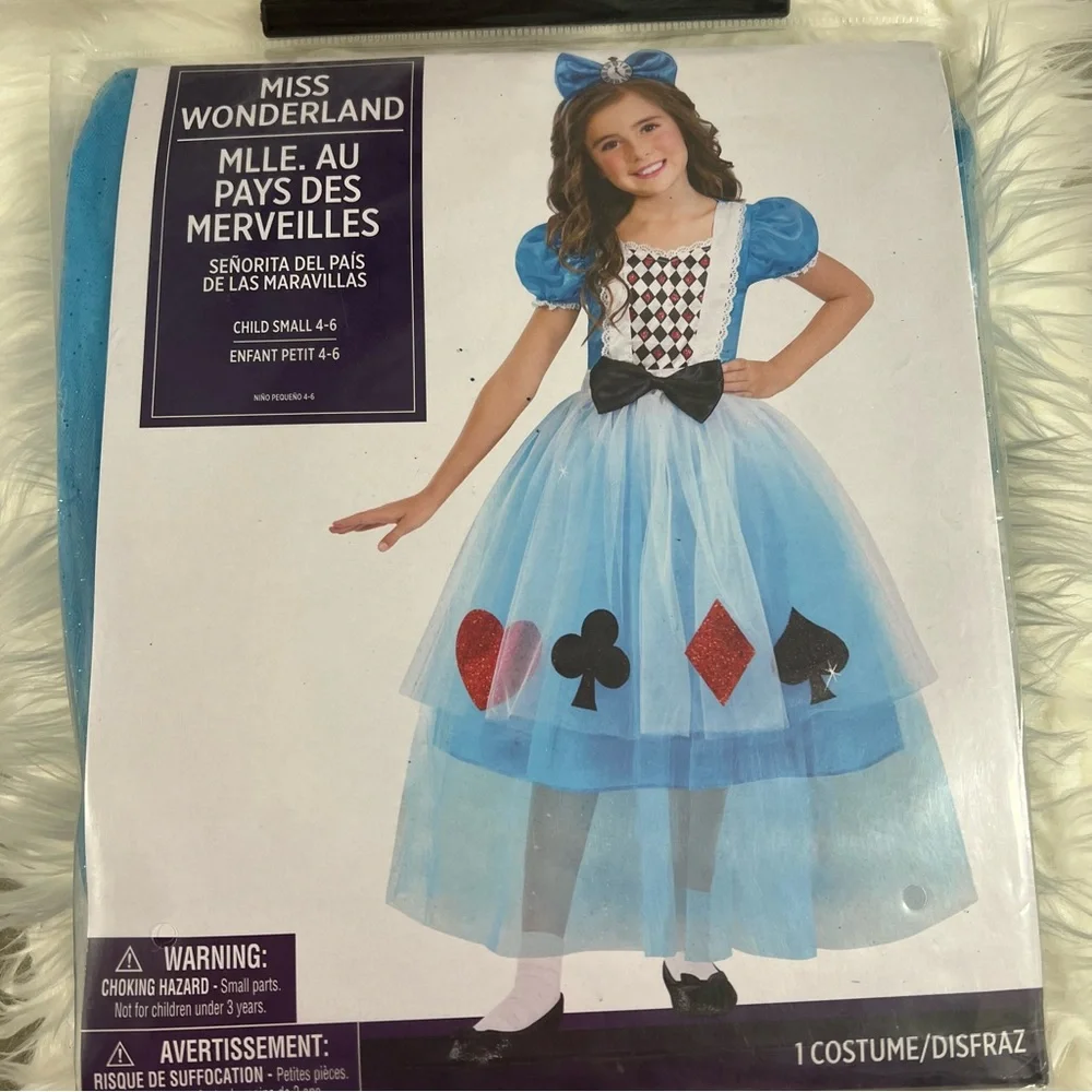 Alice In Wonderland costume dress child S 4-6 NEW Halloween Miss Wonderland